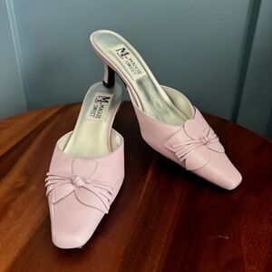 Maggie Sweet by Daniel Kiviat Womens 6.5 PInk Kitten Heel Leather Oliva Mule